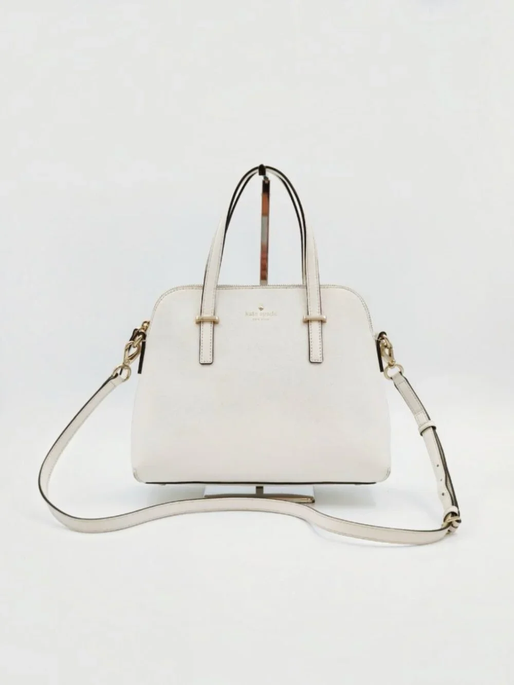 Kate Spade New York Cream Saffiano Leather Satchel Shoulder Bag Crossbody